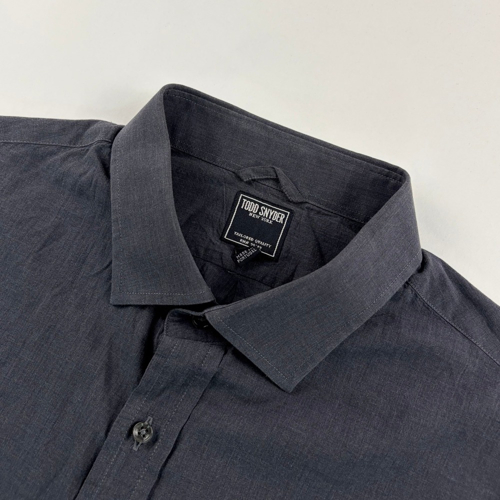 Todd Snyder Tailored Button‎ Down Shirt Mens Large Charcoal Gray Cotton Portugal